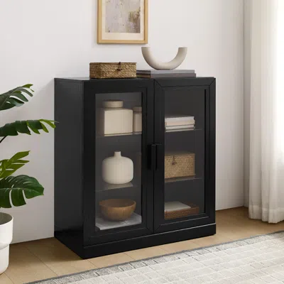 Ashley Crosley Furniture Essen Stackable Kitchen Pantry Storage Cabinet In Black