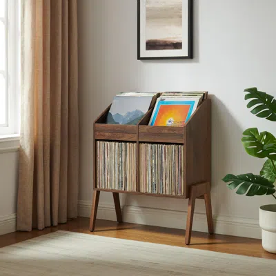 Ashley Crosley Furniture Luna 30" Record Storage Stand In Animal Print