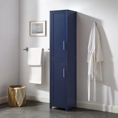 Ashley Crosley Furniture Savannah Linen Storage Cabinet In Blue