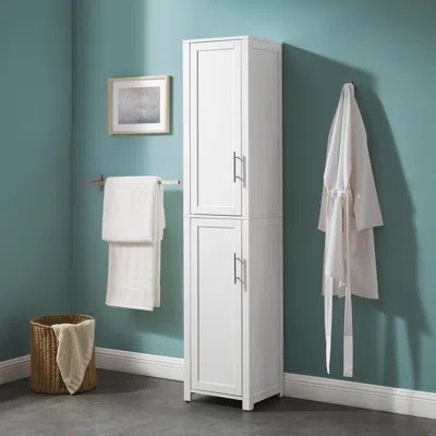 Ashley Crosley Furniture Savannah Linen Storage Cabinet In White