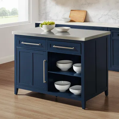 Ashley Crosley Furniture Silvia Kitchen Island In Blue