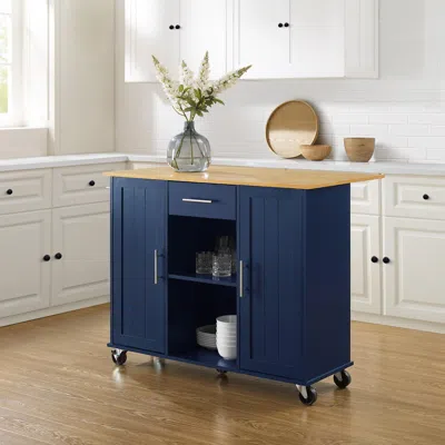 Ashley Crosley Furniture Stella Kitchen Cart In Blue
