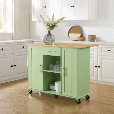 Ashley Crosley Furniture Stella Kitchen Cart In Green