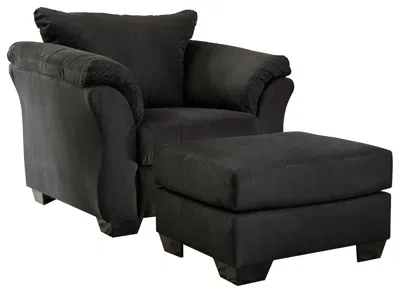 Ashley Darcy Chair And Ottoman In Black