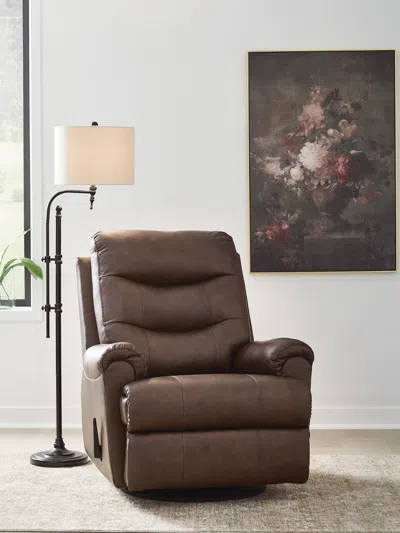 Ashley Dolinger Manual Leather Swivel Glider Recliner Leather In Brown