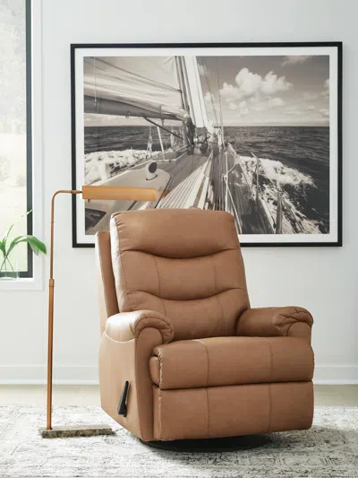 Ashley Dolinger Manual Leather Swivel Glider Recliner Leather In Brown