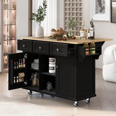 Ashley Dovelina Kiopy Kitchen Cart With Rubber Wood In Black