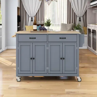 Ashley Dovelina Kiopy Kitchen Island Cart With Solid Wood Top In Blue