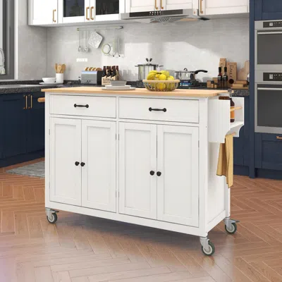 Ashley Dovelina Kiopy Kitchen Island Cart With Solid Wood Top In White