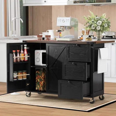 Ashley Dovelina Kiopy Kitchen Storage Island With Internal Rack In Black