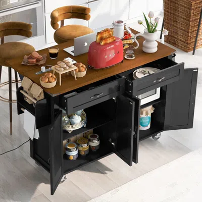 Ashley Dovelina Kiopy Rolling Kitchen Cart On Wheels In Black