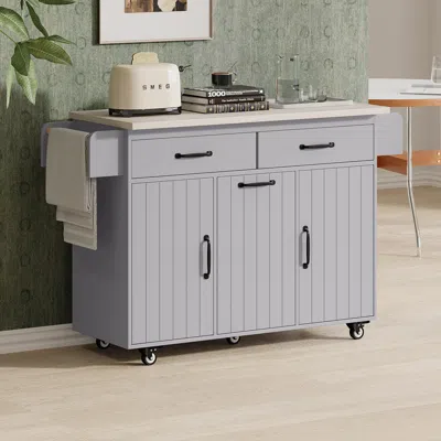 Ashley Dovelina Zenyra Kitchen Island With Storage Cabinet In Gray