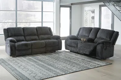Ashley Draycoll Manual Reclining Sofa And Loveseat In Gray