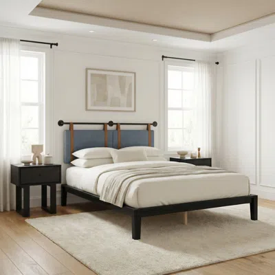 Ashley Erika Home Zuo Lumm Solid Queen Platform Bed In Black