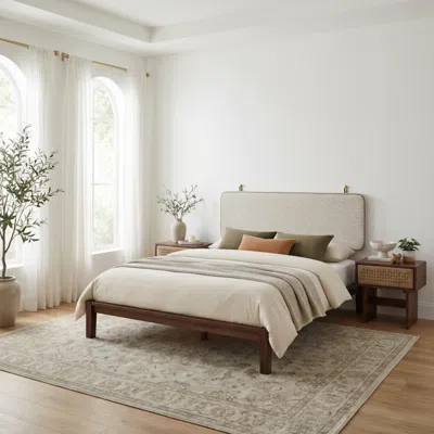 Ashley Erika Home Zuo Lumm Solid Queen Platform Bed In Neutral
