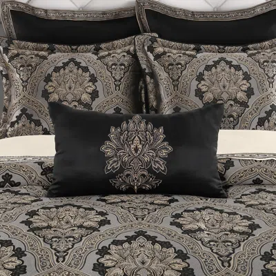 Ashley Five Queens Court Harriman Damask Decorative Throw Pillow In Black