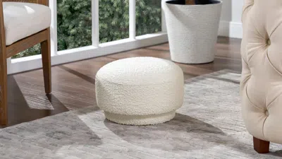 Ashley Fuji Mushroom Boucle Ottoman In White