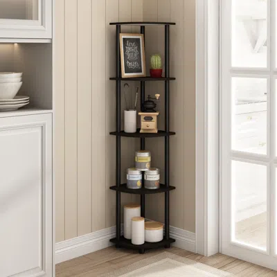 Ashley Furinno Turn-n-tube 5 Tier Corner Display Rack Multipurpose Shelving Unit In Black