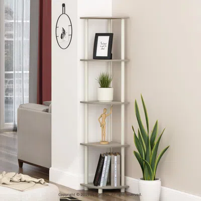 Ashley Furinno Turn-n-tube 5 Tier Corner Display Rack Multipurpose Shelving Unit In Neutral