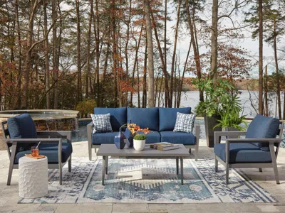 Ashley Gali 4-piece Outdoor Conversation Set In Blue