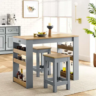 Ashley Galley 3-piece Kitchen Island And Stool Set
