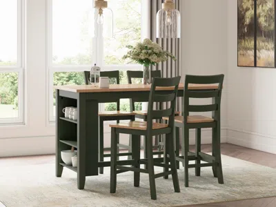 Ashley Gesthaven Counter Height Dining Table And 4 Barstools In Green