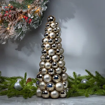 Ashley Gil 18 In Christmas Ornament Cone Tree In Silver