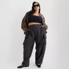 Ashley Graham Nylon Utility Womens Plus Cinched Cargo Pant In Gray