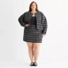 Ashley Graham Tweed Womens Plus Boucle Suit Jacket In Black