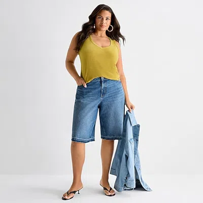 Ashley Graham U Neck Tank In Yellow
