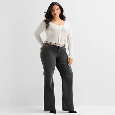 Ashley Graham Women's Plus Denim Flare Jean In Black