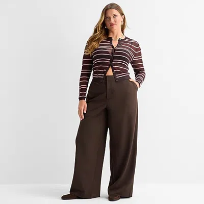 Ashley Graham Women's Plus Easy Pleated Trouser In Brown