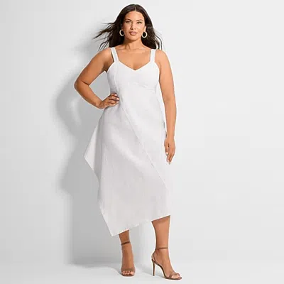 Ashley Graham Women's Plus Midi Dress In White
