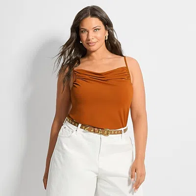 Ashley Graham Women's Plus Shirred Crepe Tank In Orange