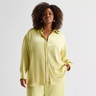 Ashley Graham Womens Plus Blouse In Yellow