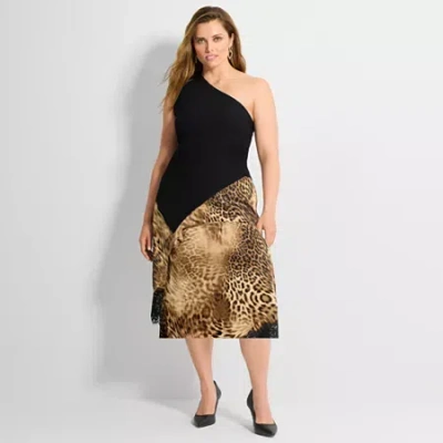 Ashley Graham Womens Plus Pencil Skirt In Animal Print