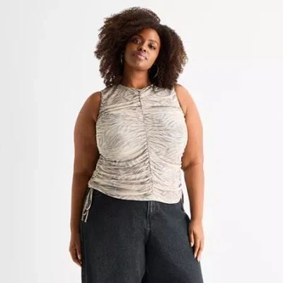 Ashley Graham Womens Sleeveless Tank Top In Brown