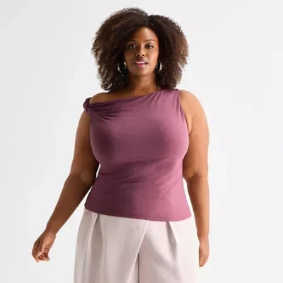 Ashley Graham Womens Sleeveless Tank Top In Pink