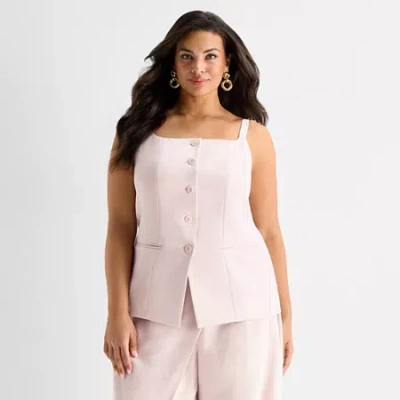 Ashley Graham Womens Sleeveless Vest In Pink