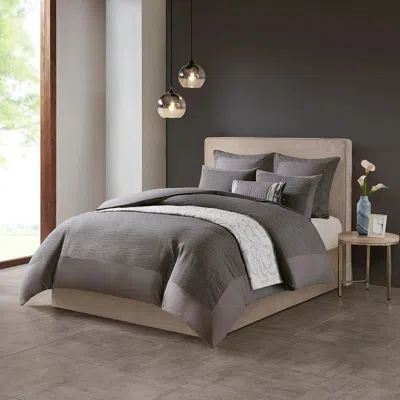 Ashley Hanae Full/queen Blend Yarn Dyed 3 Piece Duvet Cover Set In Gray