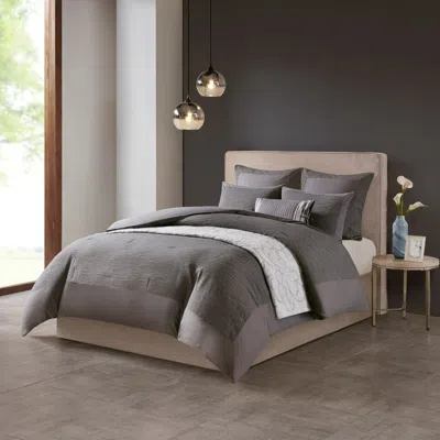 Ashley Hanae King/california King Blend Yarn Dyed 3 Piece Comforter Set In Gray