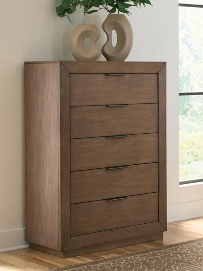 Ashley Hennington 5 Drawer Chest Of Drawers In Brown