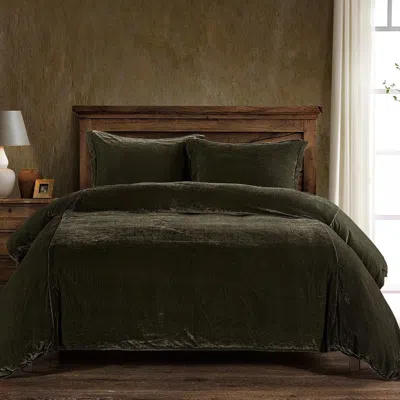 Ashley Hiend Accents Stella 3- Piece Queen Duvet Cover Set In Green