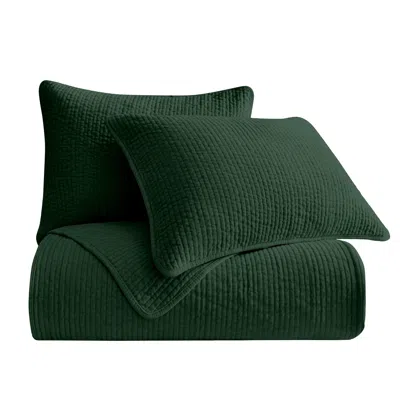 Ashley Hiend Accents Stonewashed 3-piece Full/queen Quilt Set In Green