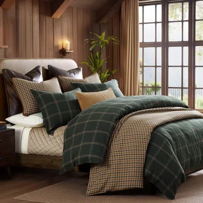 Ashley Hiend Accents Windowpane 3-piece Queen Duvet Cover Set In Green