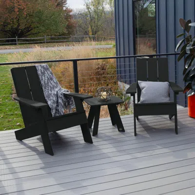 Ashley Highwood Italica Outdoor Side Table And Adirondack Chair (set Of 2) In Black