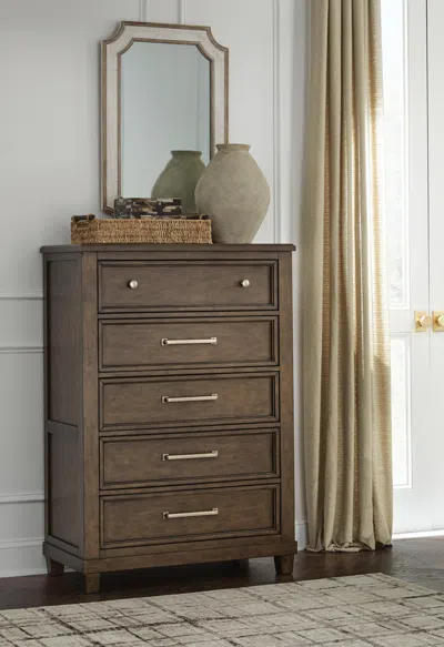 Ashley Hillcott 5 Drawer Chest In Brown