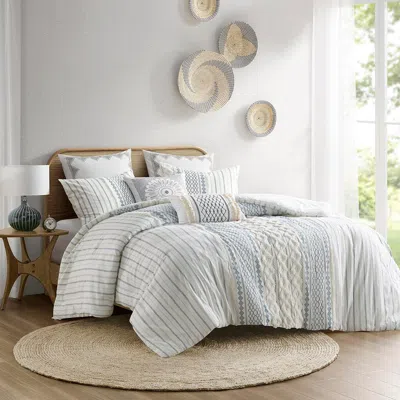 Ashley Hills Cotton Printed Comforter Set In Blue