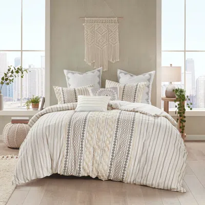 Ashley Hills Cotton Printed Full/queen Duvet Cover Set In White