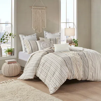 Ashley Hills Cotton Printed King/california King Comforter Set In White